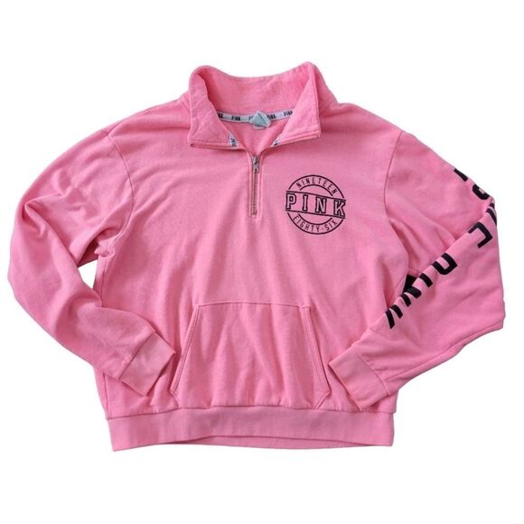 PINK Victoria's Secret Quarter Zip Sweatshirt Women's Size Large - Picture 1 of 5